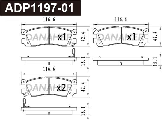 Danaher ADP1197-01 - Kit pastiglie freno, Freno a disco autozon.pro