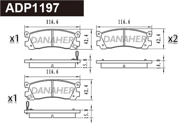 Danaher ADP1197 - Kit pastiglie freno, Freno a disco autozon.pro