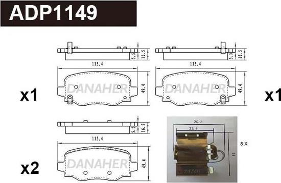 Danaher ADP1149 - Kit pastiglie freno, Freno a disco autozon.pro