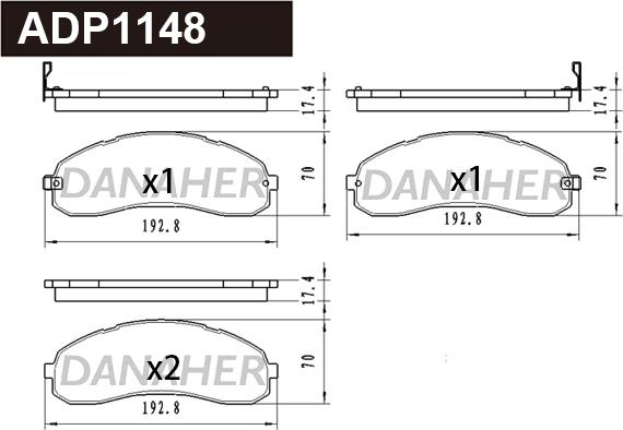 Danaher ADP1148 - Kit pastiglie freno, Freno a disco autozon.pro