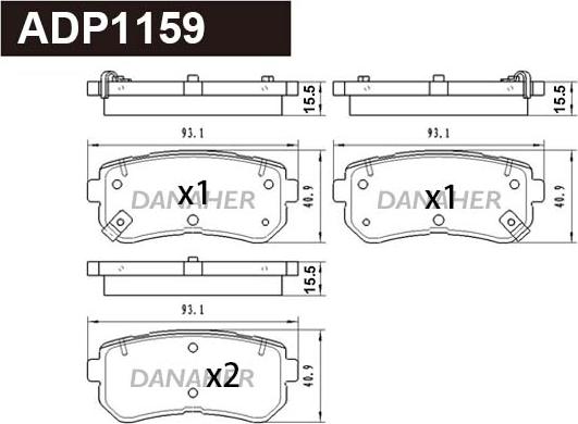 Danaher ADP1159 - Kit pastiglie freno, Freno a disco autozon.pro