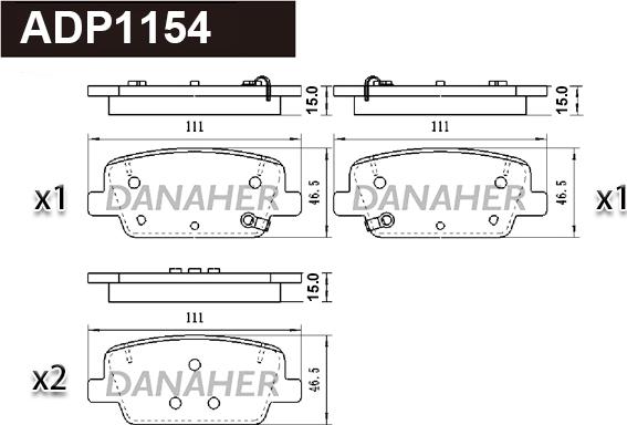 Danaher ADP1154 - Kit pastiglie freno, Freno a disco autozon.pro