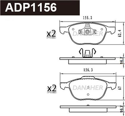 Danaher ADP1156 - Kit pastiglie freno, Freno a disco autozon.pro