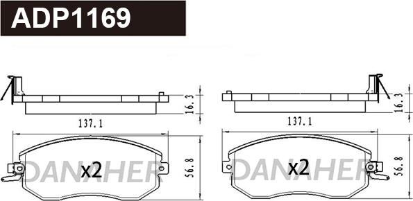 Danaher ADP1169 - Kit pastiglie freno, Freno a disco autozon.pro