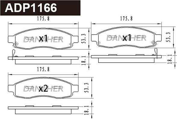 Danaher ADP1166 - Kit pastiglie freno, Freno a disco autozon.pro