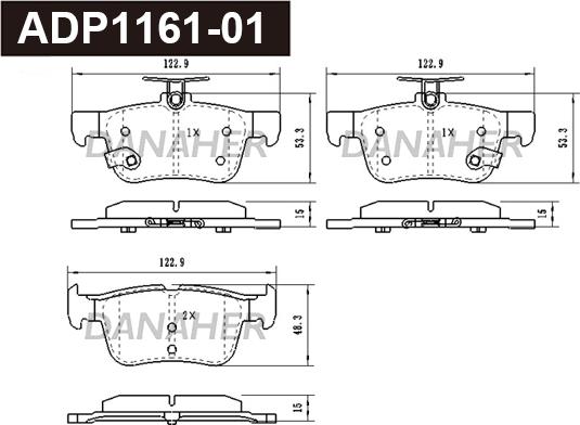 Danaher ADP1161-01 - Kit pastiglie freno, Freno a disco autozon.pro