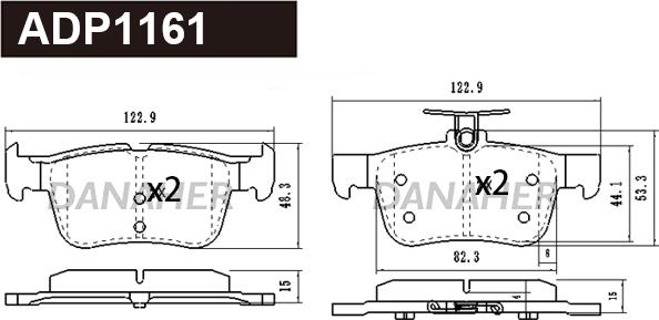 Danaher ADP1161 - Kit pastiglie freno, Freno a disco autozon.pro