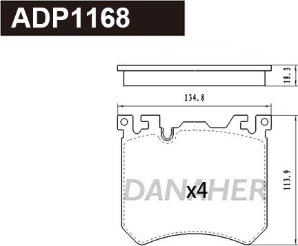 Danaher ADP1168 - Kit pastiglie freno, Freno a disco autozon.pro