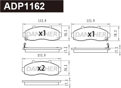 Danaher ADP1162 - Kit pastiglie freno, Freno a disco autozon.pro