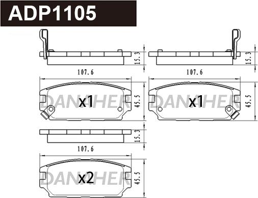 Danaher ADP1105 - Kit pastiglie freno, Freno a disco autozon.pro