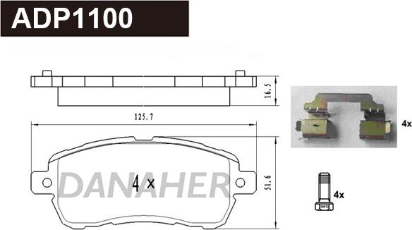 Danaher ADP1100 - Kit pastiglie freno, Freno a disco autozon.pro