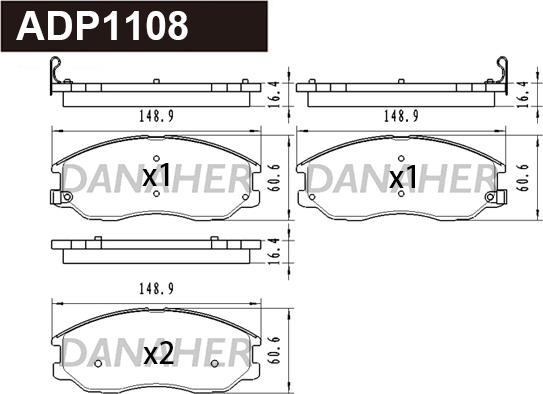 Danaher ADP1108 - Kit pastiglie freno, Freno a disco autozon.pro