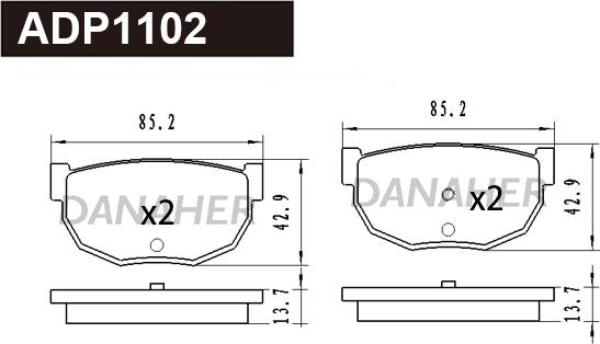 Danaher ADP1102 - Kit pastiglie freno, Freno a disco autozon.pro