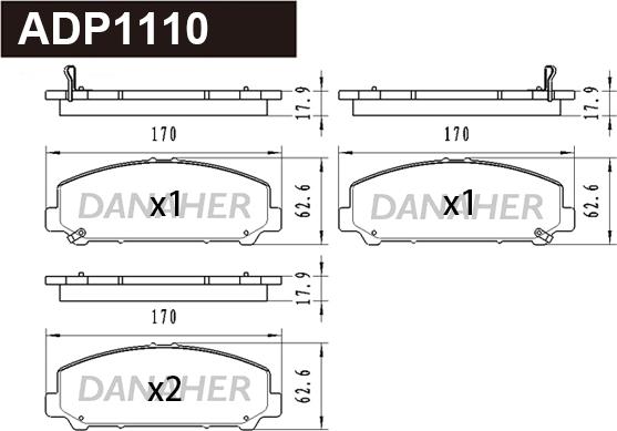 Danaher ADP1110 - Kit pastiglie freno, Freno a disco autozon.pro