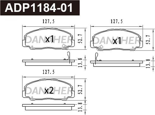 Danaher ADP1184-01 - Kit pastiglie freno, Freno a disco autozon.pro