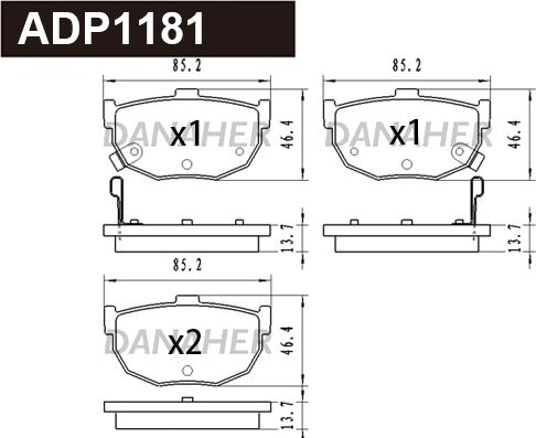 Danaher ADP1181 - Kit pastiglie freno, Freno a disco autozon.pro