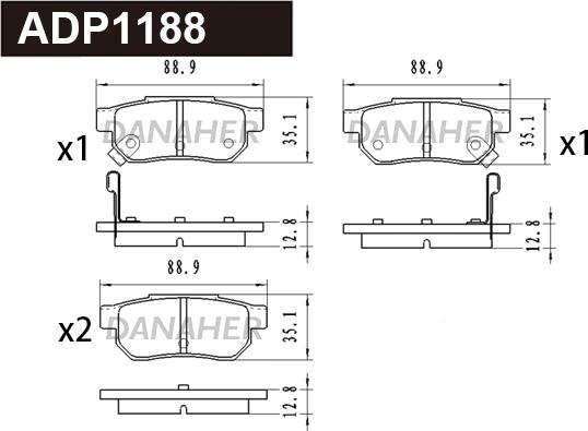 Danaher ADP1188 - Kit pastiglie freno, Freno a disco autozon.pro