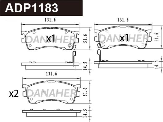 Danaher ADP1183 - Kit pastiglie freno, Freno a disco autozon.pro