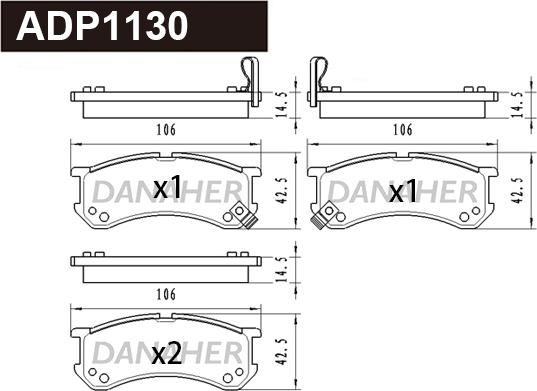 Danaher ADP1130 - Kit pastiglie freno, Freno a disco autozon.pro