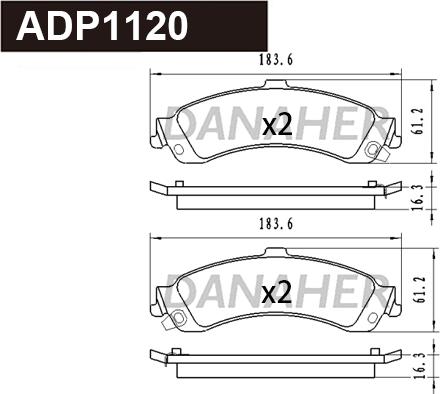 Danaher ADP1120 - Kit pastiglie freno, Freno a disco autozon.pro