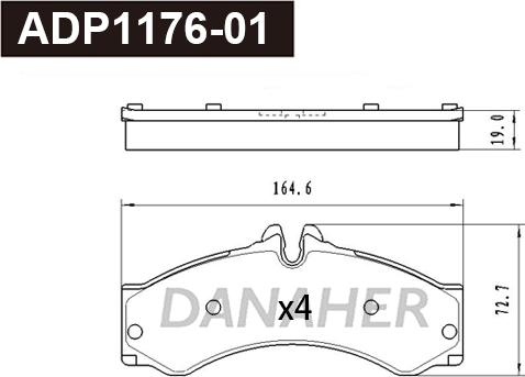 Danaher ADP1176-01 - Kit pastiglie freno, Freno a disco autozon.pro