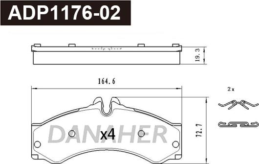 Danaher ADP1176-02 - Kit pastiglie freno, Freno a disco autozon.pro