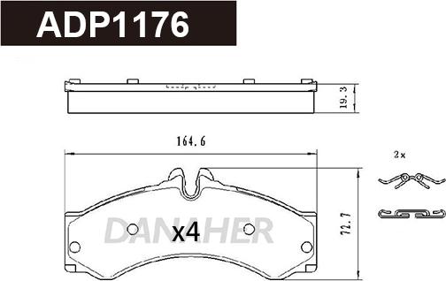 Danaher ADP1176 - Kit pastiglie freno, Freno a disco autozon.pro