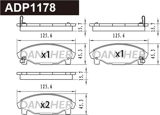 Danaher ADP1178 - Kit pastiglie freno, Freno a disco autozon.pro