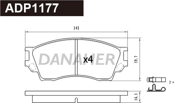 Danaher ADP1177 - Kit pastiglie freno, Freno a disco autozon.pro