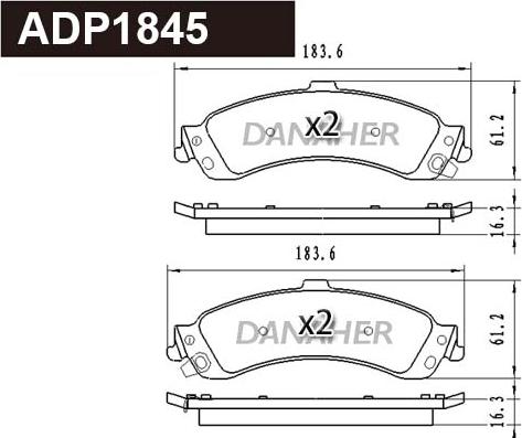 Danaher ADP1845 - Kit pastiglie freno, Freno a disco autozon.pro