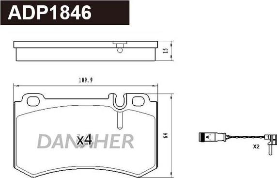 Danaher ADP1846 - Kit pastiglie freno, Freno a disco autozon.pro