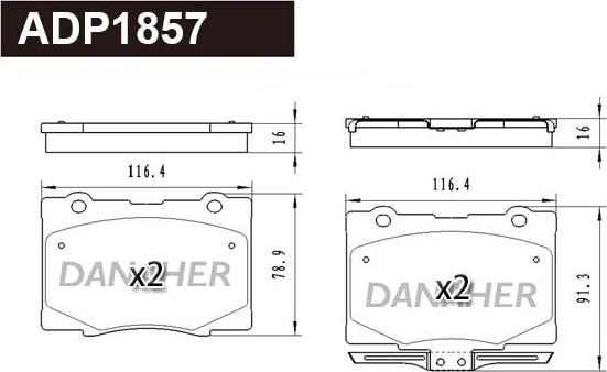 Danaher ADP1857 - Kit pastiglie freno, Freno a disco autozon.pro