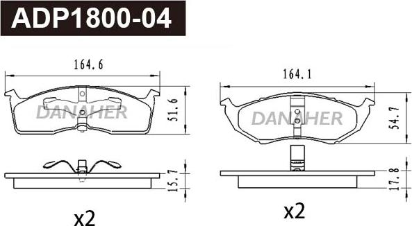 Danaher ADP1800-04 - Kit pastiglie freno, Freno a disco autozon.pro