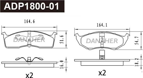 Danaher ADP1800-01 - Kit pastiglie freno, Freno a disco autozon.pro