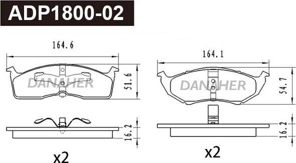 Danaher ADP1800-02 - Kit pastiglie freno, Freno a disco autozon.pro