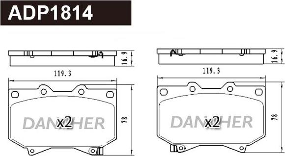 Danaher ADP1814 - Kit pastiglie freno, Freno a disco autozon.pro