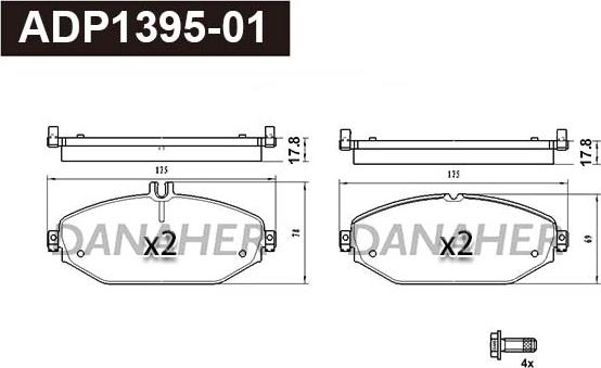 Danaher ADP1395-01 - Kit pastiglie freno, Freno a disco autozon.pro