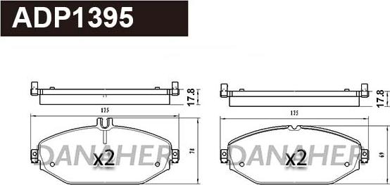 Danaher ADP1395 - Kit pastiglie freno, Freno a disco autozon.pro