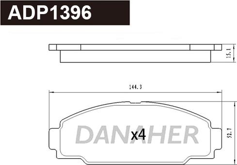 Danaher ADP1396 - Kit pastiglie freno, Freno a disco autozon.pro