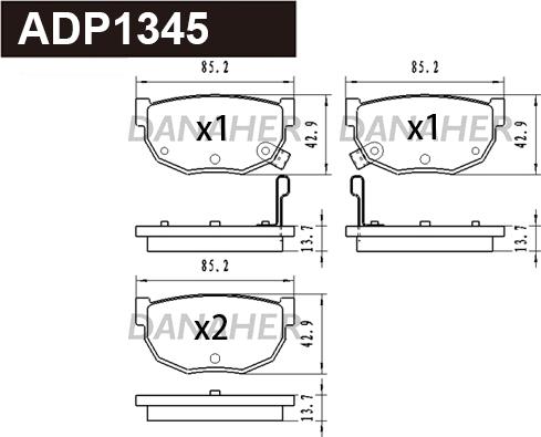 Danaher ADP1345 - Kit pastiglie freno, Freno a disco autozon.pro