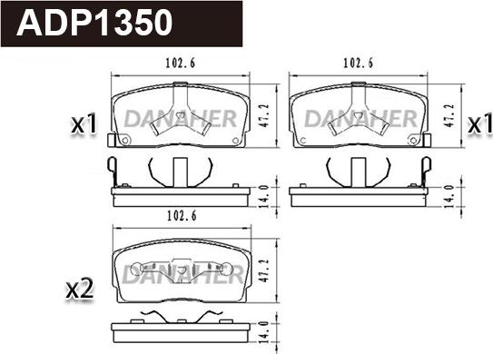 Danaher ADP1350 - Kit pastiglie freno, Freno a disco autozon.pro