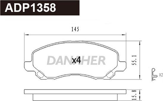 Danaher ADP1358 - Kit pastiglie freno, Freno a disco autozon.pro