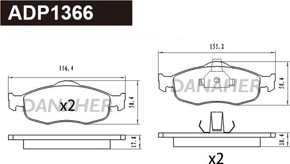 Danaher ADP1366 - Kit pastiglie freno, Freno a disco autozon.pro