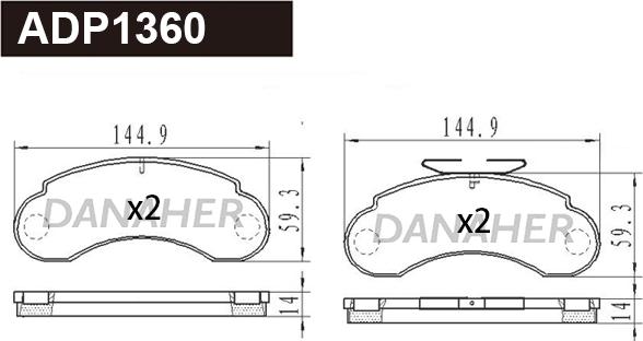 Danaher ADP1360 - Kit pastiglie freno, Freno a disco autozon.pro