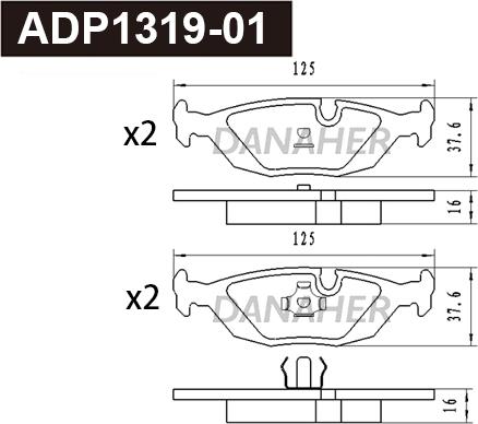 Danaher ADP1319-01 - Kit pastiglie freno, Freno a disco autozon.pro