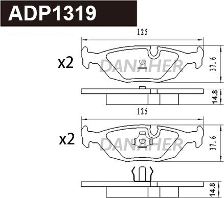 Danaher ADP1319 - Kit pastiglie freno, Freno a disco autozon.pro