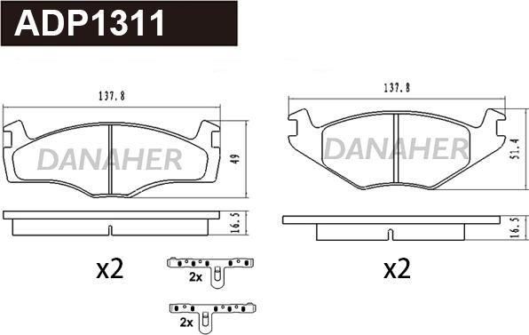 Danaher ADP1311 - Kit pastiglie freno, Freno a disco autozon.pro