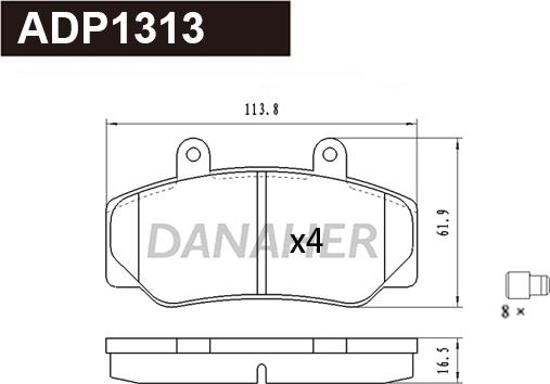 Danaher ADP1313 - Kit pastiglie freno, Freno a disco autozon.pro