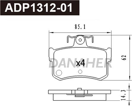 Danaher ADP1312-01 - Kit pastiglie freno, Freno a disco autozon.pro