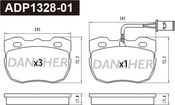 Danaher ADP1328-01 - Kit pastiglie freno, Freno a disco autozon.pro